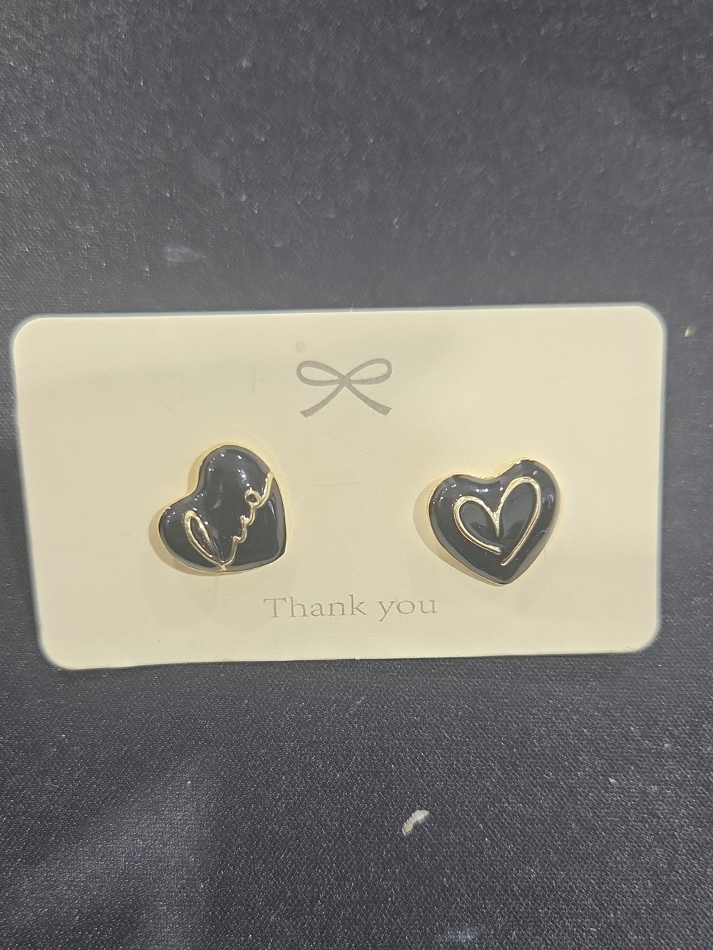 Gold-Trim Black Heart Stud Earrings - Elegant Women’s Jewelry